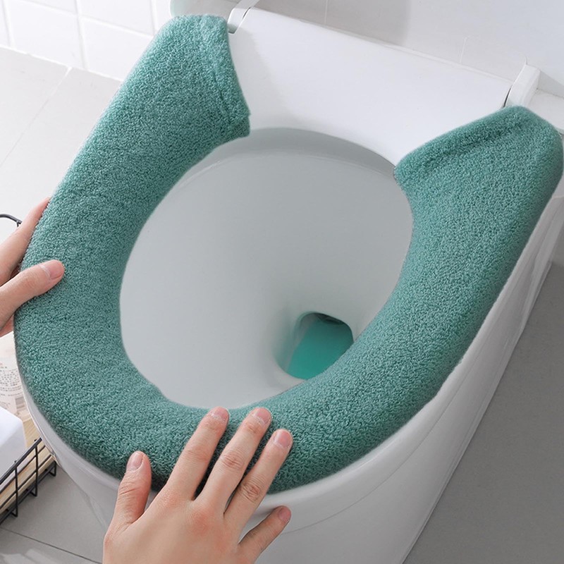 AYNKH 3PCS Soft Thicker Toilet Seat Warmer with Handles, Button