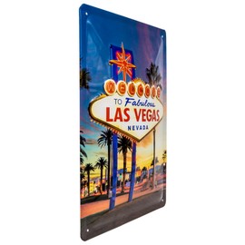 Retro Tin Sign – Las Vegas Notice Sign, Decorative Sign, Poker Casino Fans – High-Quality Embossed Sheet Steel – 3D Effect – 30 x 20 cm