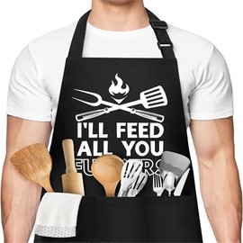 GmwyCzV Schürze, Kochschürze, Wasserdichte Grillschürze, Lustige Schürze Mann Frauen mit Taschen, Verstellbar Küchenschürze, Personalisiert Schürzen, für Küche, Gartenarbeit, Restaurant, Kaffeehaus