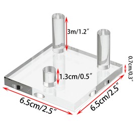 BTSKY 4 Pack 3 Pegs Acrylic Display Stands Clear Display Easel Stands Mineral Holder Acrylic Crystal Rock Holder for Geodes Rock Mineral Agate Fossil Coral Collectibles, 2.5 x 2.5 Inch