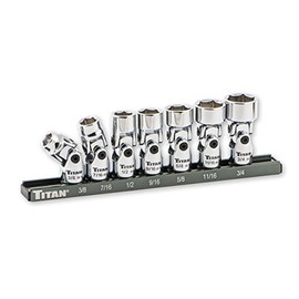 Titan Tools 17411 SAE 3/8-Inch Drive Universal Joint Set, 7-Piece