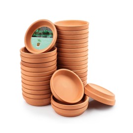 vensovo Small Terracotta Pot Plant Saucer - 32 pcs Mini Round Plant Pot Saucers, Tiny Clay Plant Trays Perfect for 2inch 2.5inch Flower Plant Pot with Drainage Hole and Great for Indoor Outdoor
