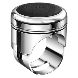 Car steering wheel knob spinner rotary suicide knob handle rotary ball metal power ball bearing knob truck forklift tractor lawn mower golf cart compatible with any steering wheel (black cowhide)