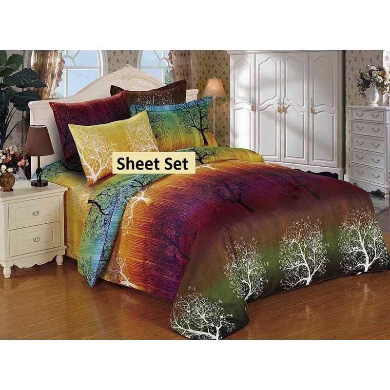 Swanson Beddings Rainbow Tree 100% Polyester Sheet Set : Fitted
