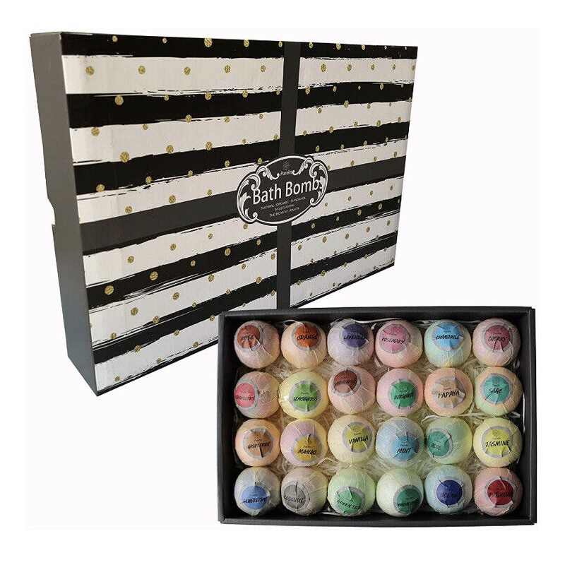 Purelis Bath Bombs Gift Set Of 24 Luxury Aromatherapy Bath