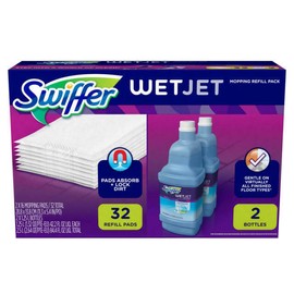 Swiffer Wetjet Mopping Refill Pack (32 Refill Pads + 2 Bottles of Cleaner) .