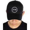 Structured Cotton Mesh 5 Panel Vintage Trucker Hat: 1776 (Black)
