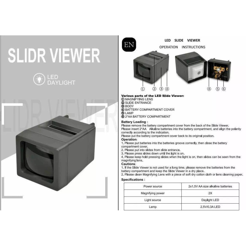 Rybozen LED Lighted Illuminated 35mm Slide Viewer(2AA Batteries Included)
