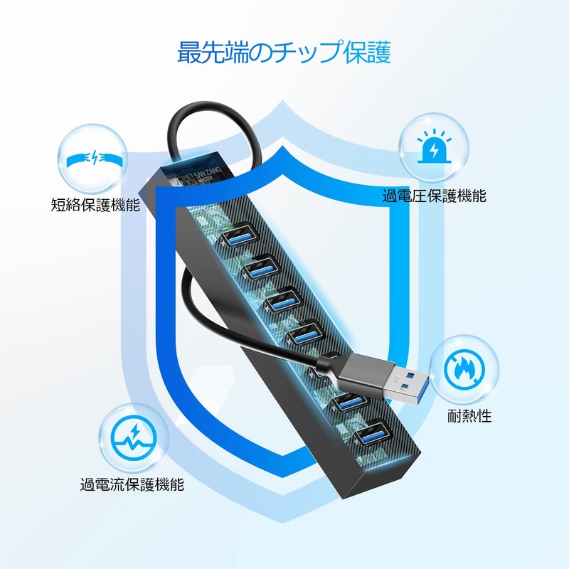 SAN ZANG MASTER 7-Port USB3.0 Hub, 19.7 inches (50 cm),