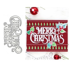 XMYXCRAFT Merry Christmas Letters Metal Die Cuts, Merry Christmas Words Stencils DIY Crafts Cards Cutting Dies Cuts for DIY Embossing Card Making Photo Decorative Paper Dies Scrapbooking