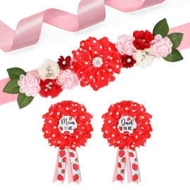 Vansolinne Strawberry Maternity Sash Corsage Set Mom to Be Dad to Be Corsage Berry Sweet Themed Baby Shower Decorations Red Pink Belly Band Gender Revealed Party Gift Keepsake Pregnancy Photo Props
