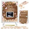 Kosiz Rustic Wood Floral Baby Shower Guest Book Alternatives Butterfly