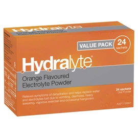 Hydralyte Electrolyte Powder Orange Flavoured 24 Packs