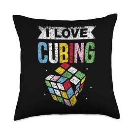 I Love Cubing Cubing Cuber Speedcubing Cube Speed Cubing Throw Pillow