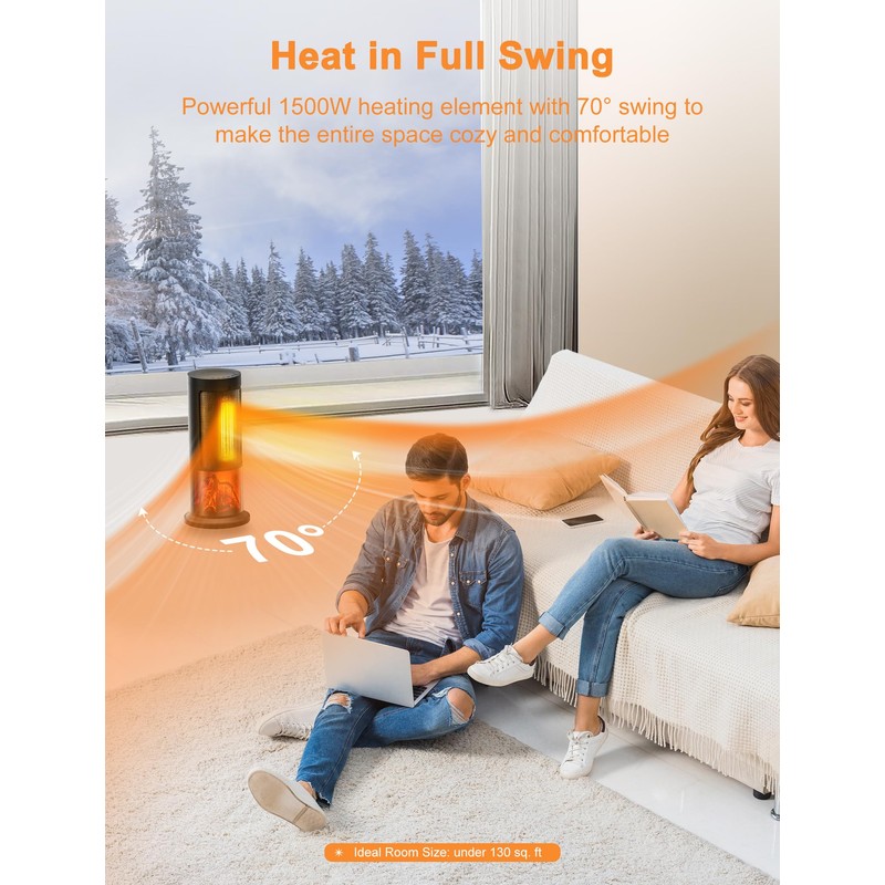 TRUSTECH 17" Space Heater, 1500W PTC Electric Heater for Indoor