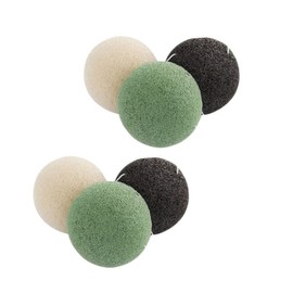 Healeved 6pcs Natural Konjac Facial Sponges Gentle Cleansing Exfoliating Face Washing Puff Black Green White Each for Skin Types Biodegradable Vegan