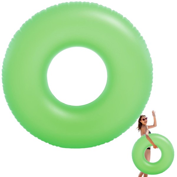 MORAINJAY Swimming Rings for Adults,Green Transparent Inflatable Pool Floats for
