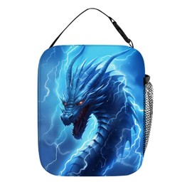 DOINBEE Dragon Lunch Box for Boys Kids Men, Cool Lightning Dragon Blue Lunch Cooler Bag, Funny Dragon Pattern Boys Insulated Lunchbox, Reusable Leakproof Portable Meal Handbags for Work School