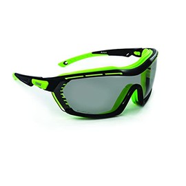 Riley Arion Anti-Scratch & Anti-Fog Protective Eyewear Safety Glasses with Sports Style Green and Black Frame (Grey Lens)
