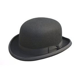 Hard Top Wool Bowler Hat - Satin Lined - Sizes S to XL (MEDIUM, BLACK)