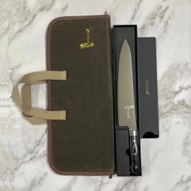 HANAKO 11 in Chef Knife German Steel Pakkawood Handle + Edge Guard & Green Storage Case