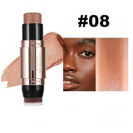 Contour Stick - Lápiz de maquillaje con brocha para modelar la cara, suave mate, impermeable, de larga duración, color 08