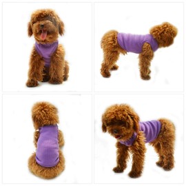 Lovelonglong 2019 Summer Pet Clothing, Dog Clothes Blank T-Shirts Ribbed Tanks Top Thread Vests for Bulldog Pit Bull Dogs 100% Cotton Purple XXL