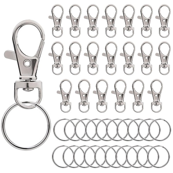 iCovalescent Pack of 20 Rotating Lobster Clasps, Stainless Steel Key