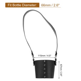 sourcing map Water Bottle Carrier Holder with Strap, 67x66mm PU Leather Tumbler Holder Coffee Cup Holder Water Bottle Sleeve Bag Water Bottle Drinks Bags for Camping Walking Hiking, Black