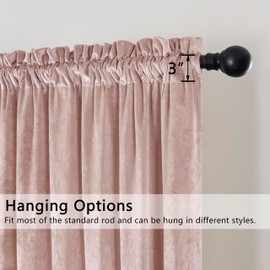 SMILETIME Pink Crushed Velvet Curtains 52x96inch Rod Pocket Luxurious Thermal Insulated Soundproof Drapes Soft and Durable Light-Filtering Window Treatments for Living Room Bedroom, 2 Panels