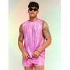 Verdusa Men's 2 Piece Metallic Outfit Sleeveless Tank Top and