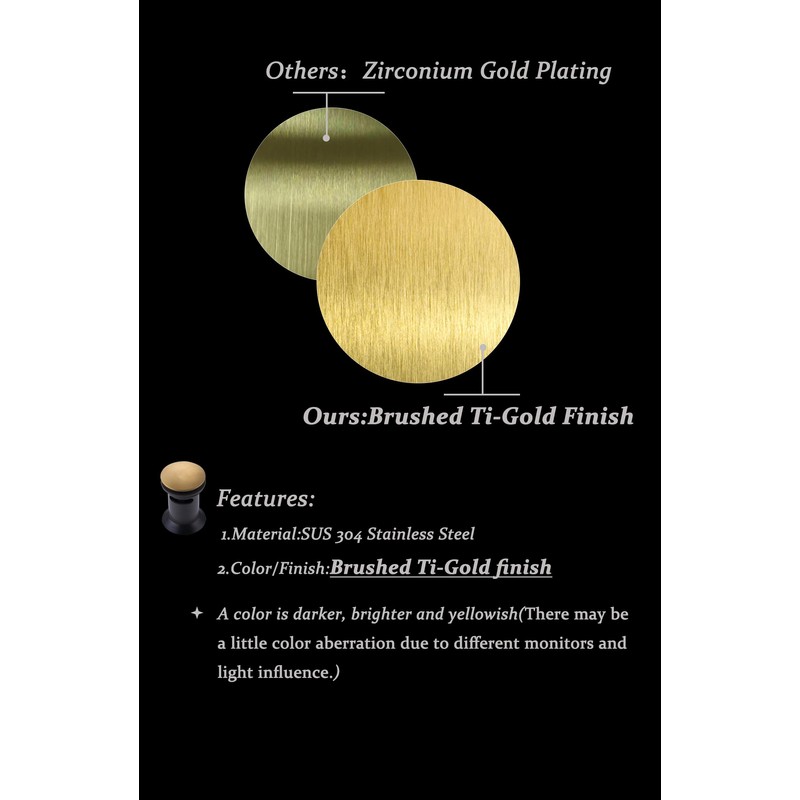 Brushed Gold Pop Up Bathroom Sink Drain with Overflow,Bathroom Vessel