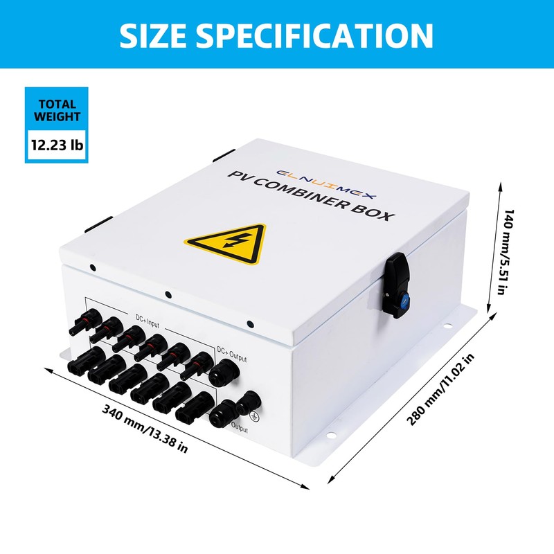 Elnuimex 6 String Metal Solar Combiner Box, PV Combiner Box