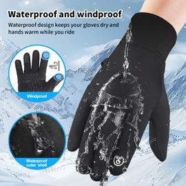 Ttdesefu Cycling Gloves Cycling Gloves For Men Bike Gloves Cycling Gloves Waterproof Touchscreen Driving Gloves Winter Cycling Gloves Warm Non-slip Driving Cycling(Black)