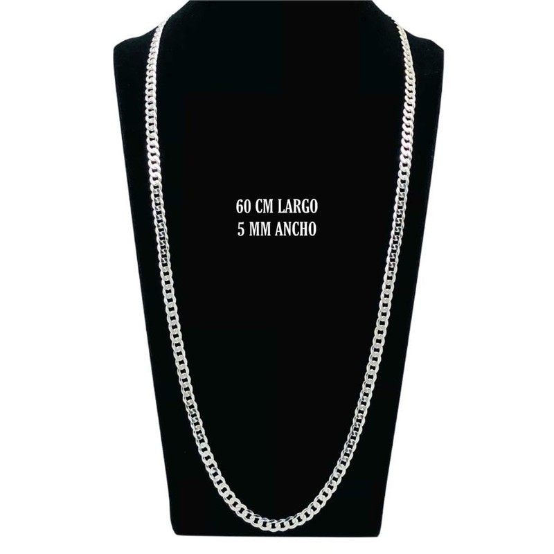 Cadena para Hombre de Plata Cubana de 60cm x 5mm