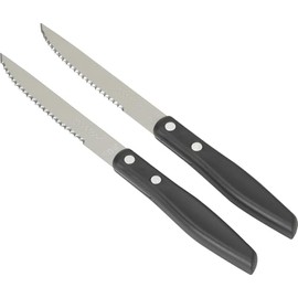 GoodCook Everyday Steak Knives Serrated Blades with Double-Riveted Handle, Set of 2, Black