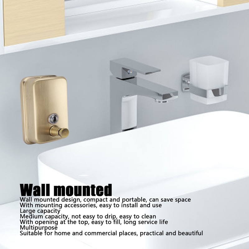 Wall Mount Commercial Soap Dispenser Large Capacity Leakproof Manual Stainless