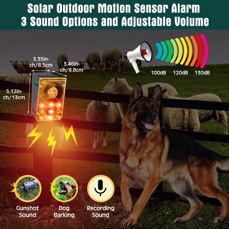 Qualirey 4 Pack Solar Outdoor Motion Sensor Alarm in 2