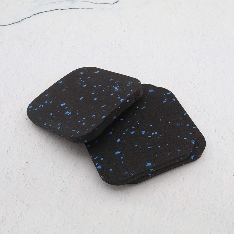 EMSea 6Pcs Treadmill Mats High Density Thickened Black Blue Dot