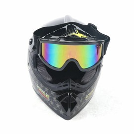 Motorcycle Helmet, Gloves & Sunglasses GDAE10 Motocross ATV Dirt Bike MTB Safety Riding Racing Protector Kit Glasses Goggles (Black Star, Medium)