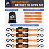 METOWARE Retractable Ratchet Straps (4-Pack) - 1 in x 10