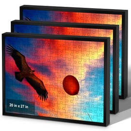 euwazram Puzzle Frame 20x27 - Set of 3, Matte Black 20x27 Frame for Puzzle, 27x20 Puzzle Frame without Mats for Artwork, Puzzles, Photos and Movie Posters