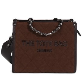 Chinllo Tote Bag for Women Quilted Chains Stachel Purse and Handbags with Shoulder Strap (E.Coffee-Ss)