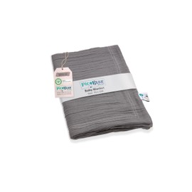 pic Bear 100% Muslin Cotton Baby Blanket, 70 x 100 cm, Soft, Skin-Friendly & Versatile for Home and Travel (Granite)
