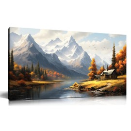 SIXTTART Natural Landscape Canvas Art Wall Decor for Living Room - Farmhouse Wall Art - Vintage Wall Decor for Office Bedroom Artwork Size 20" x 40"