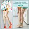 2 Pairs Open Toe Thigh High Zipper Compression Socks 20-30