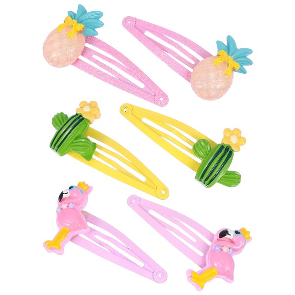 PRETYZOOM 6 pinzas para el pelo para niños, diseño de cactus, flamenco, piña, pasadores, accesorios para el pelo, regalo de Pascua para adolescentes, niñas, bebés y niños pequeños (como se muestra)