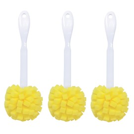 Lola Products The Original Flower Shaped Kitchen Foam Sponge Puff Bottle Brush, Plastic Non-Slip Grip Handle, Non-Scratch Bottle Cleaner - Light Duty Cleaning, Dishwasher Safe, 3 Pack