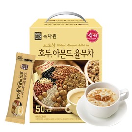 [Nokchawon] Korean Walnut Almond Job’s Tears Powder – Yulmu Cha Tea, Nutty and Smooth Grain Tea Blend with Walnut, Breakfast Drink, Almond, and Barley, 50 Sticks, 900g (31.75oz)