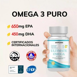 Omega 3 Premium 1280mg Suplemento Alimenticio Aceite De Pescado Como Tg Vitamins Sin Sabor Sin Rellenos - Vitaminas Mujer  Hombre - 60 Cpsulas        